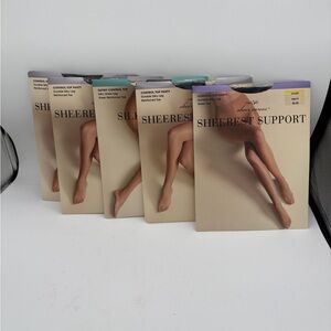 Sheerest Support Navy Blue Pantyhose Short 5 Pairs in Bundle